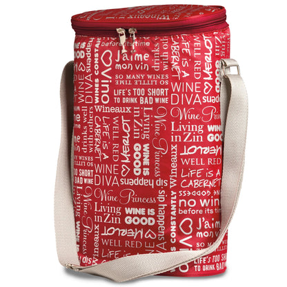 Insulated Bag - Two Bottle Bag - Wine Words