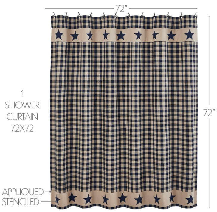 Allegiance Navy & Tan Check Shower Curtain