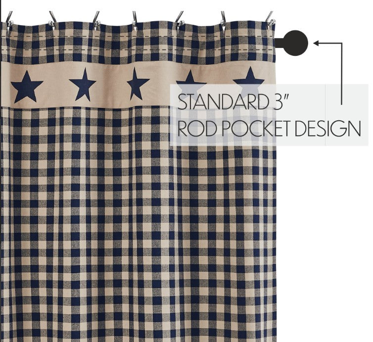 Allegiance Navy & Tan Check Shower Curtain