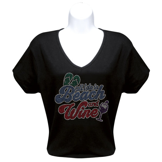 Rhinestone T-Shirt - Beach and Wine