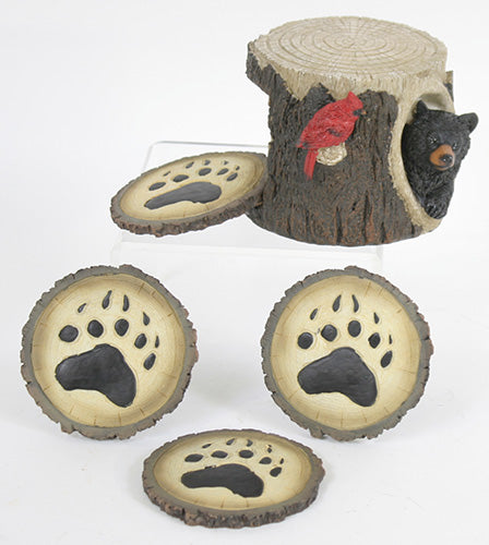 Bear & Cardinal coaster set