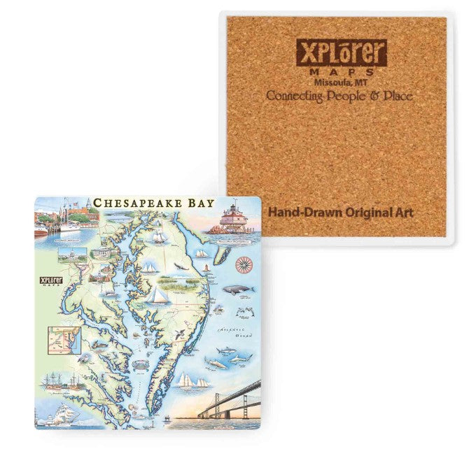 Ceramic Coasters - Chesapeake Bay Map