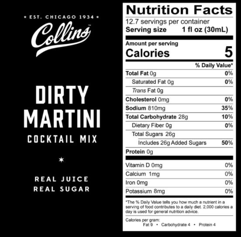 12.7 oz. Dirty Martini Cocktail Mix by Collins