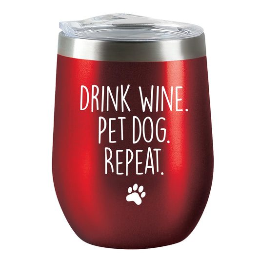 Insulated Wine Tumbler - Drink Wine, Pet Dog - Candy Apple Red