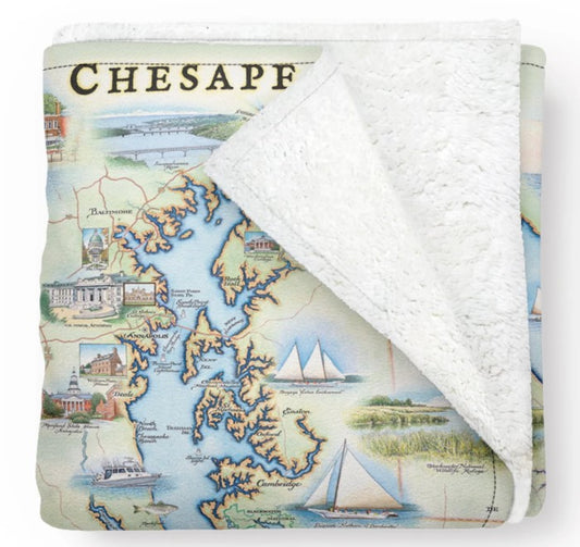 Fleece Blanket - Chesapeake Bay Map