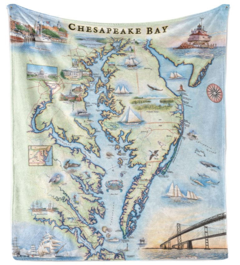 Fleece Blanket - Chesapeake Bay Map