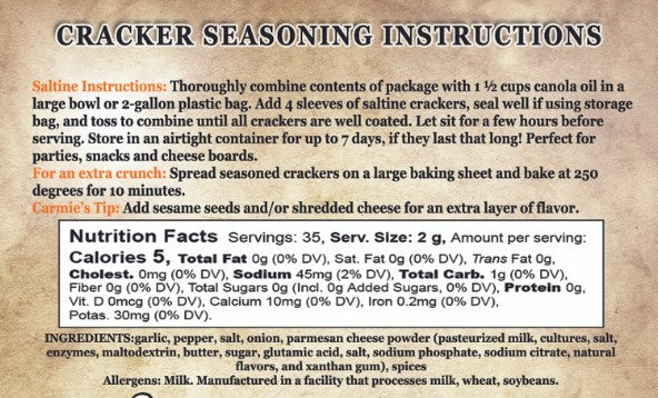 Cracker Seasoning Mix - Garlic Parmesan