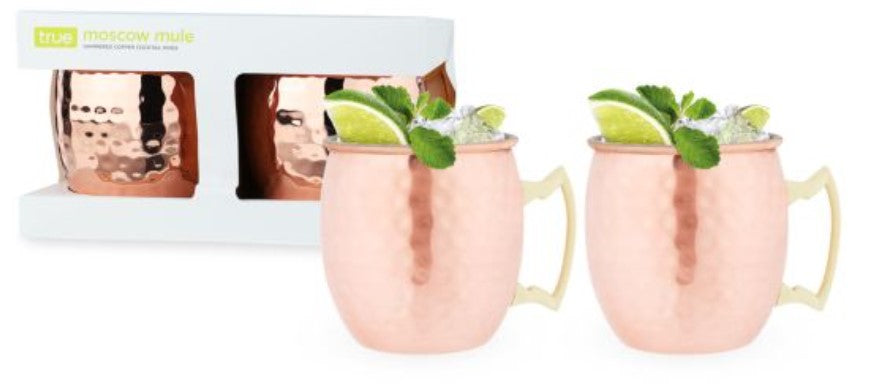 Hammered Moscow Mule Copper Mugs, 2 Pack, by True
