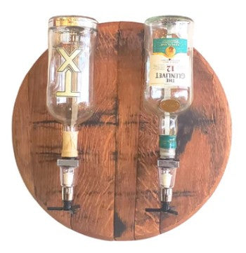 Double Liquor Dispenser Bourbon Barrel Head
