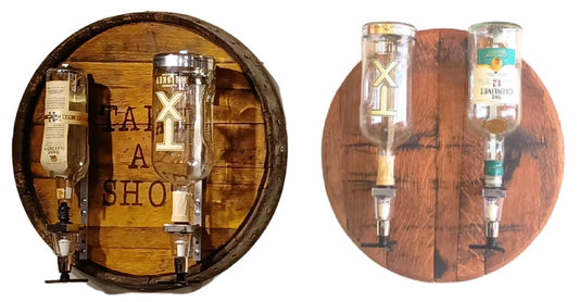 Double Liquor Dispenser Bourbon Barrel Head