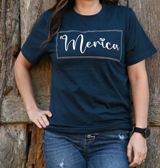 Merica T-Shirt, Navy Melange