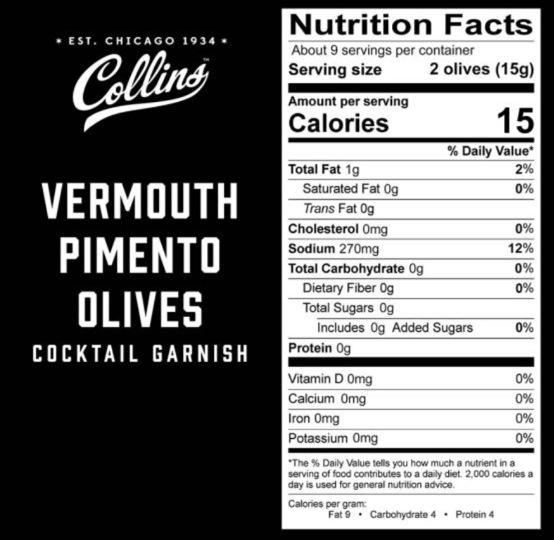 4.5 oz. Pimento Cocktail Olives in Vermouth