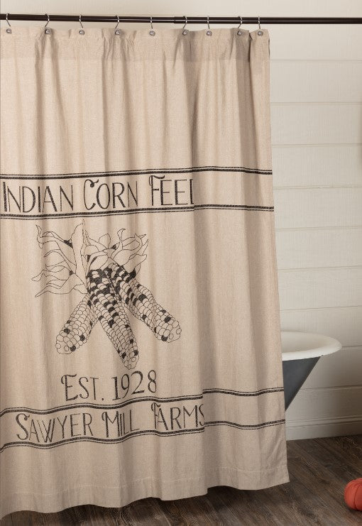 Sawyer Mill Charcoal Corn Feed Shower Curtain