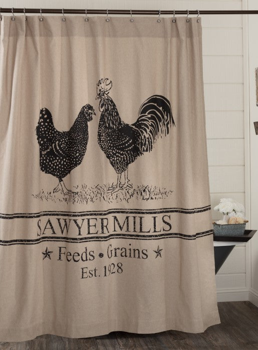 Sawyer Mill Charcoal Poultry Shower Curtain