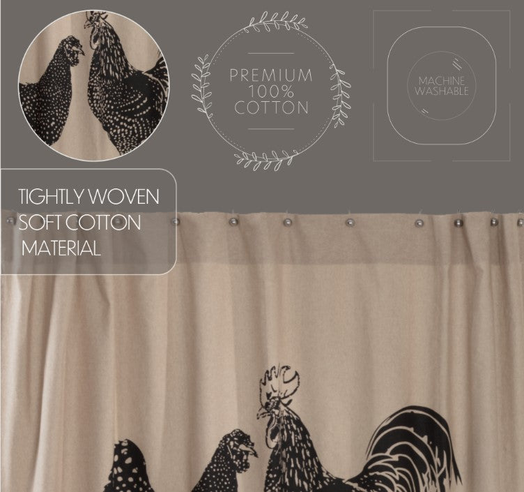 Sawyer Mill Charcoal Poultry Shower Curtain