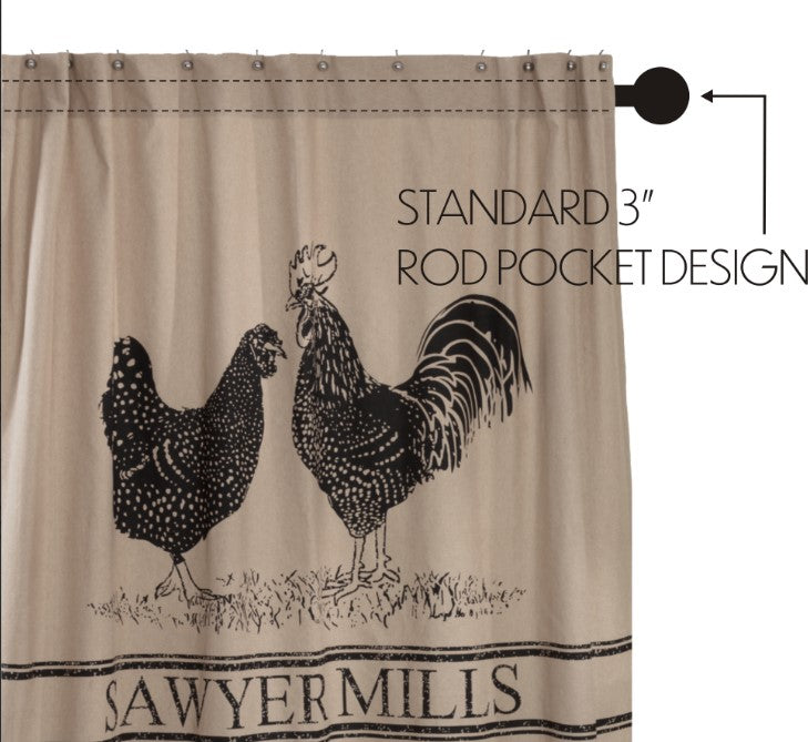 Sawyer Mill Charcoal Poultry Shower Curtain