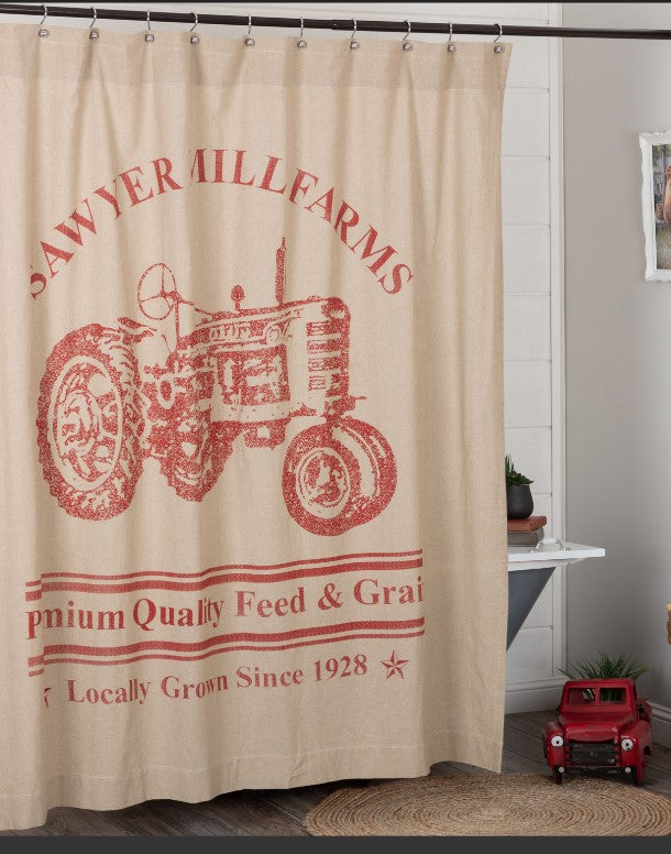 Sawyer Mill Red Tractor Shower Curtain
