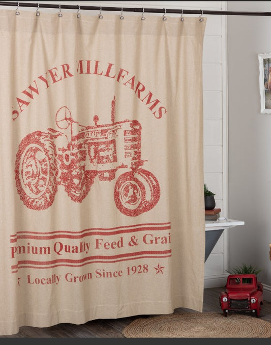 Sawyer Mill Red Tractor Shower Curtain