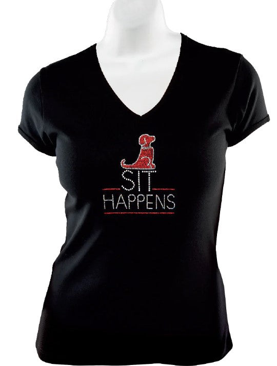 Rhinestone T-Shirt - Sit Happens