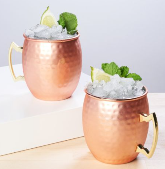 Hammered Moscow Mule Copper Mugs, 2 Pack, by True
