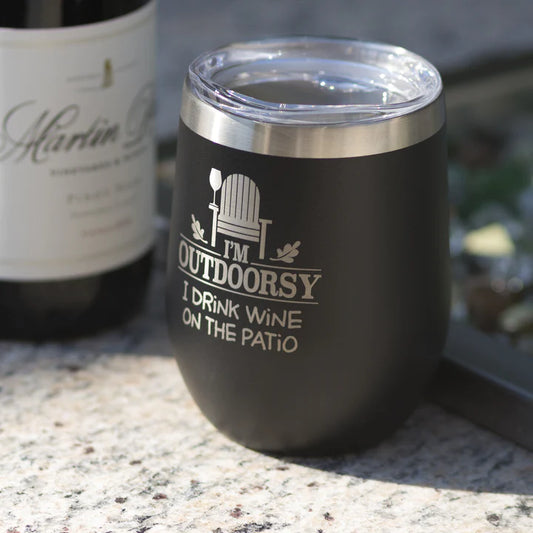 Insulated Wine Tumbler - Outdoorsy - Black Matte