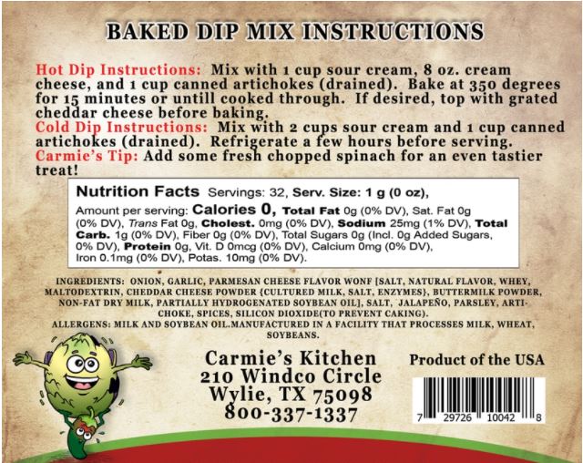 Dip Mix - Baked Artichoke Jalapeno