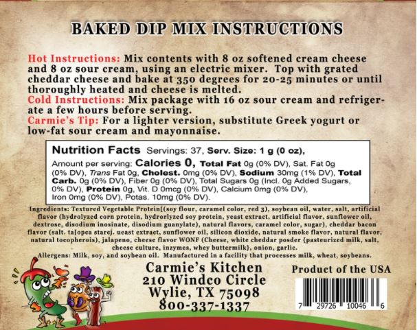 Dip Mix - Baked Bacon Jalapeno Popper