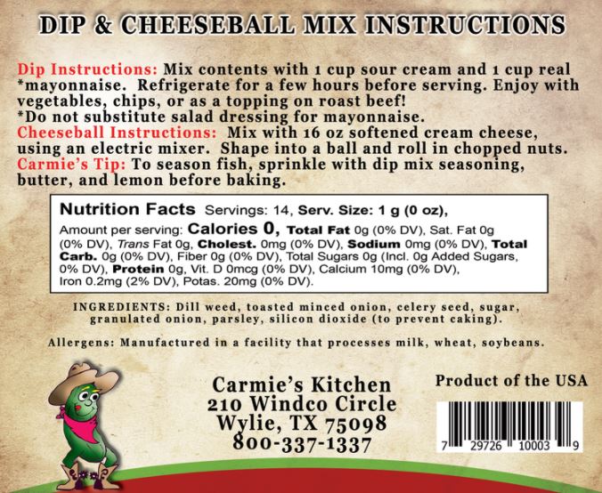 Dip Mix - Dilliest Dill Dip & Cheeseball Mix