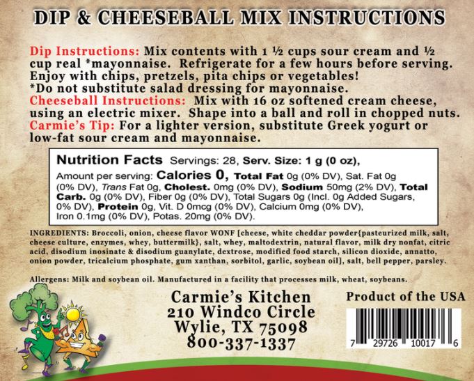 Dip Mix - Hoedown Broccoli Cheese Dip & Cheeseball Mix