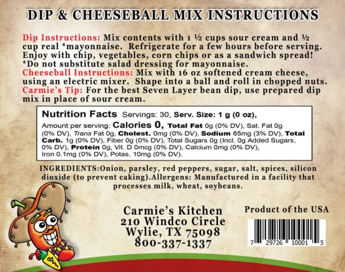 Dip Mix - Manana Mexican Dip & Cheeseball Mix