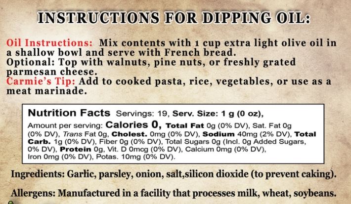 Dipping Oil Mix - Toasted Garlic Bread