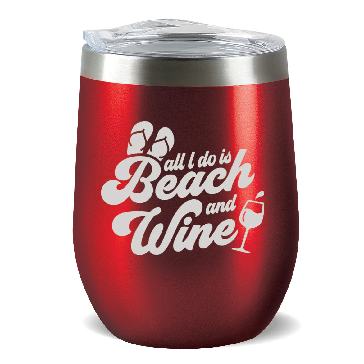 Insulated Wine Tumbler - Beach & Wine - Candy Apple Red