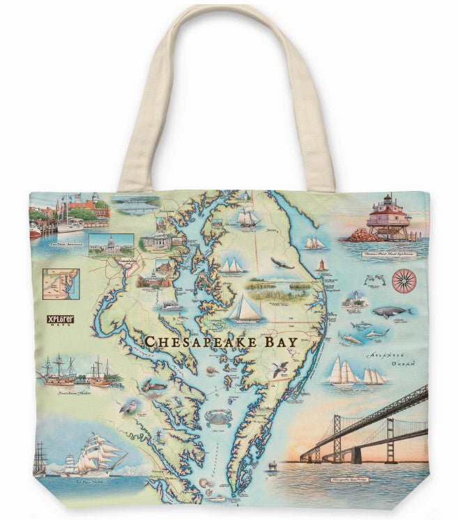 Canvas Tote Bag - Chesapeake Bay Map