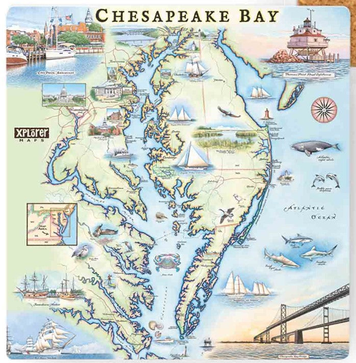 Ceramic Coasters - Chesapeake Bay Map