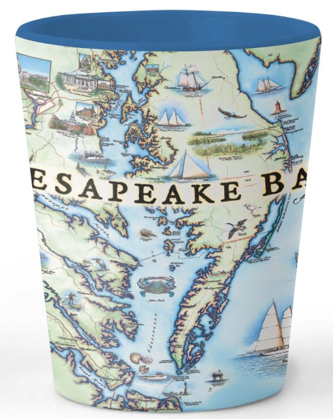Ceramic Shot Glass - Chesapeake Bay Map
