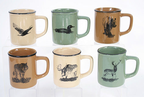 Ceramic Wildlife Mugs set - 6