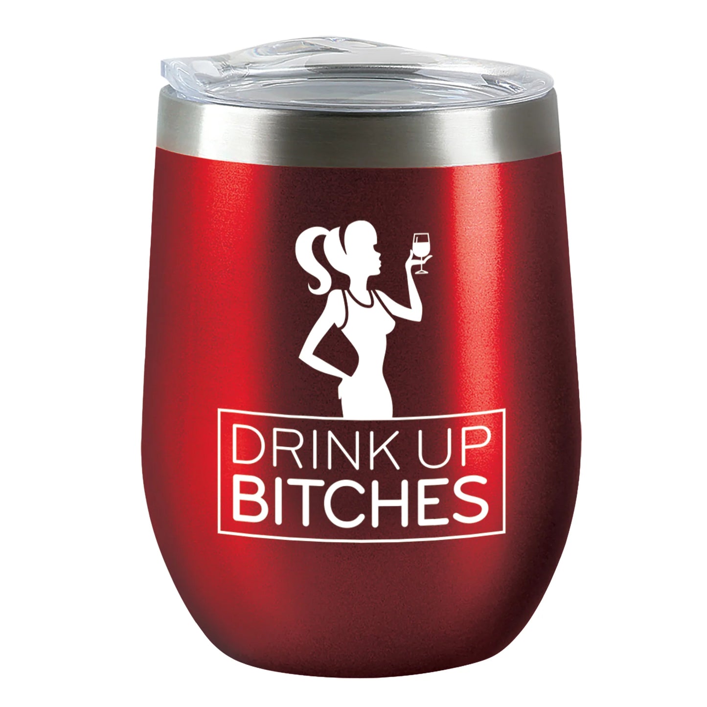 Insulated Wine Tumbler - Drink Up - Candy Apple Red