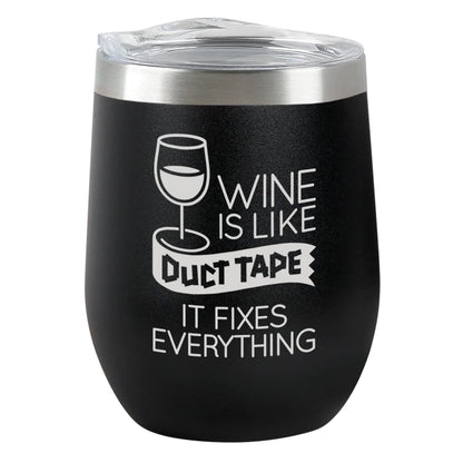 Insulated Wine Tumbler - Duct Tape - Black Matte