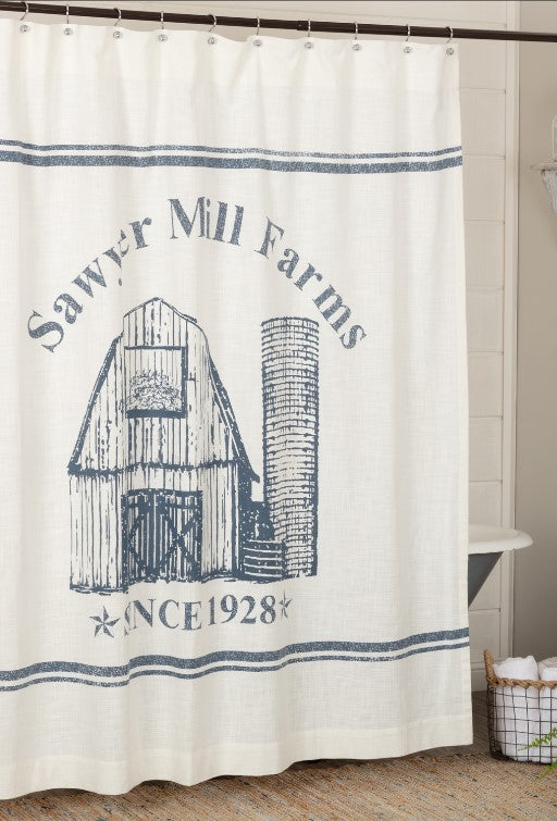 Sawyer Mill Blue Barn Shower Curtain