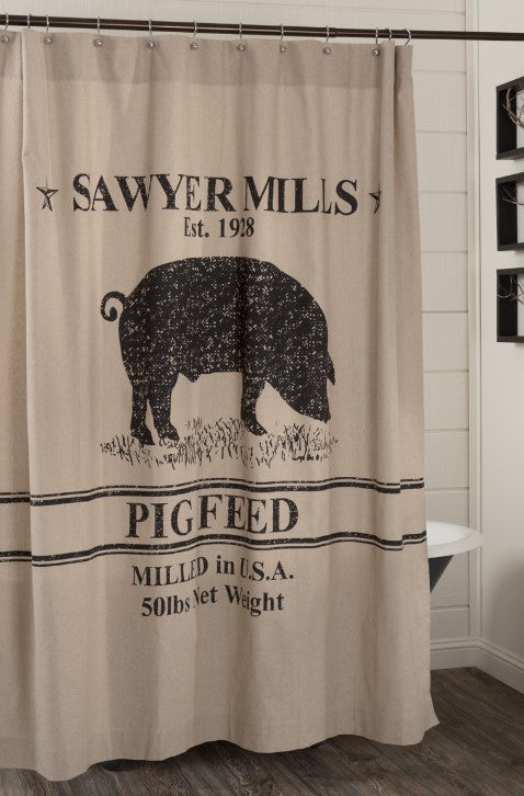 Sawyer Mill Charcoal Pig Shower Curtain