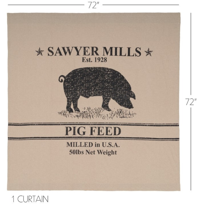 Sawyer Mill Charcoal Pig Shower Curtain