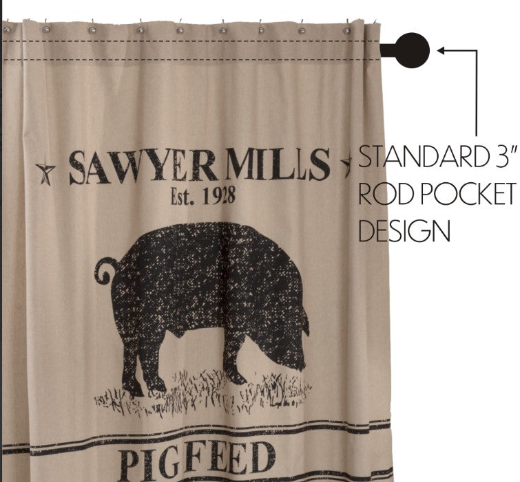 Sawyer Mill Charcoal Pig Shower Curtain