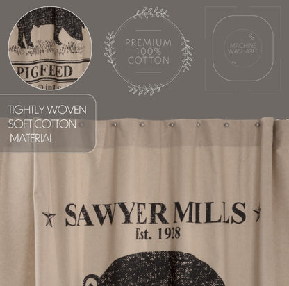 Sawyer Mill Charcoal Pig Shower Curtain