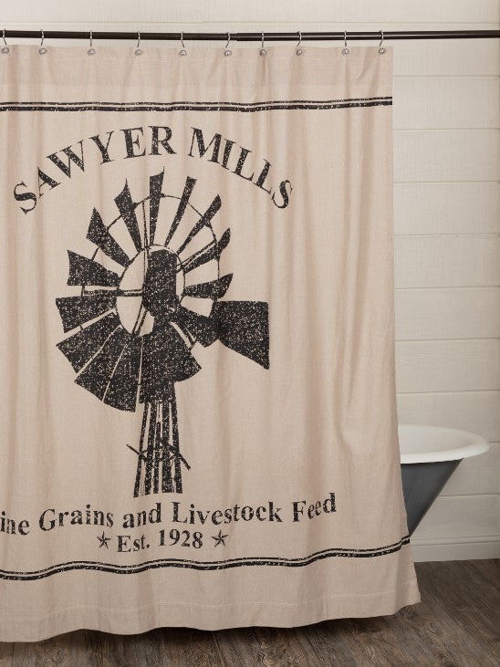 Sawyer Mill Charcoal Windmill Shower Curtain