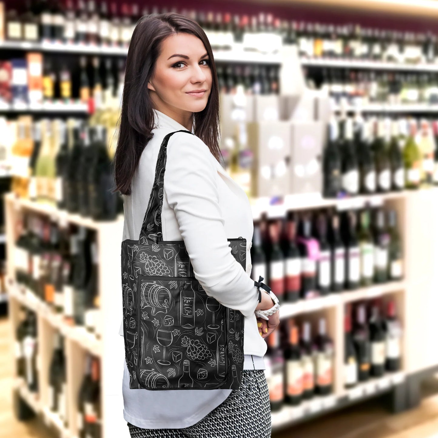 Insulated Bag - The Wine Cask Shopping Tote - Black