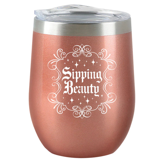Insulated Wine Tumbler - Sipping Beauty - Rose Gold