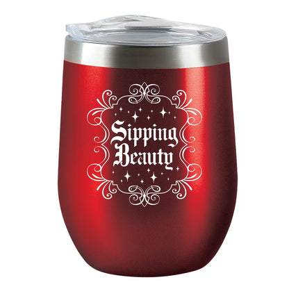 Insulated Wine Tumbler - Sipping Beauty - Candy Apple Red
