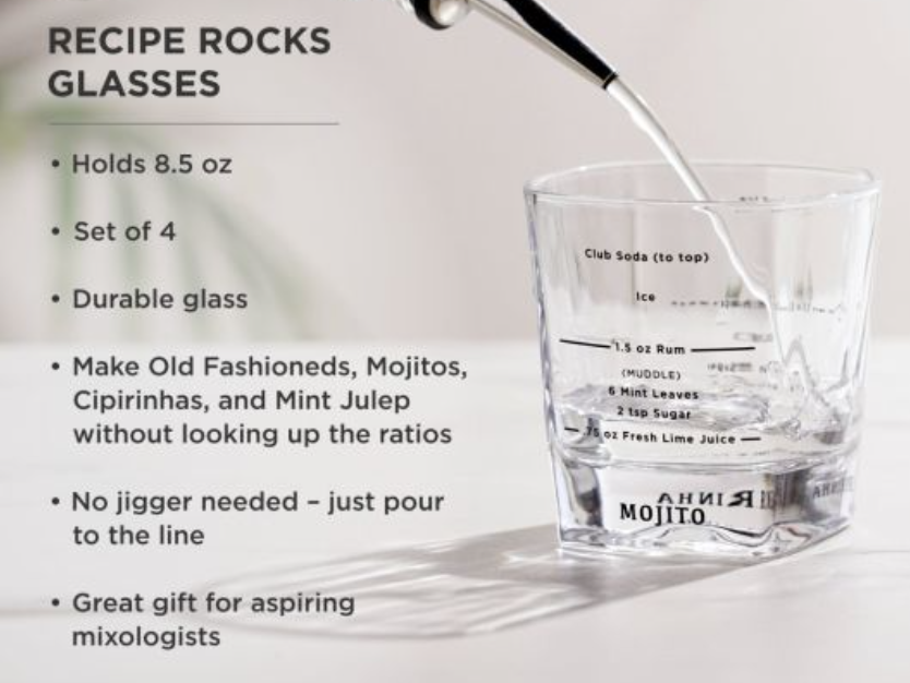 Recipe Rocks Glasses, Set of 4