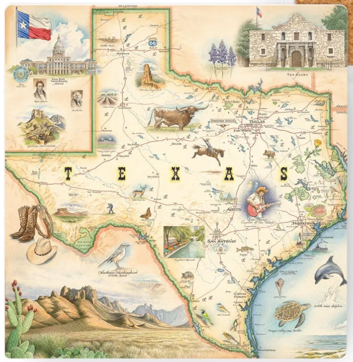 Ceramic Coasters - Texas State Map