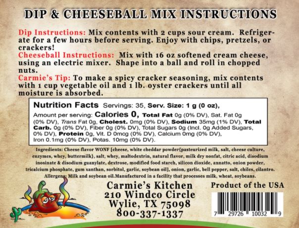 Dip Mix - Chipotle Cheddar Dip & Cheeseball Mix